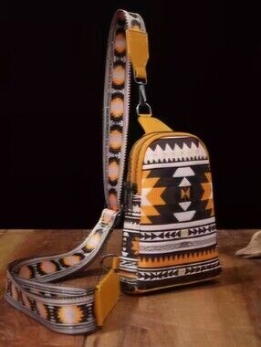 NWT Yellow And Grey Aztec Women's Sling Bag